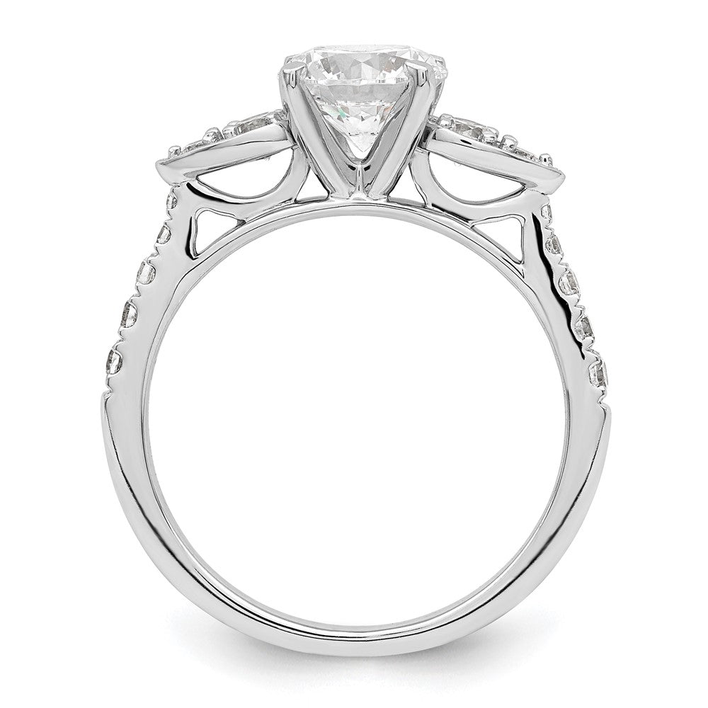 14K White Gold (Holds 1.25 Carat (7.00mm) Round Center) 3/8 Diamond Semi Mount Engagement Ring