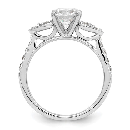 14K White Gold (Holds 1.25 Carat (7.00mm) Round Center) 3/8 Diamond Semi Mount Engagement Ring