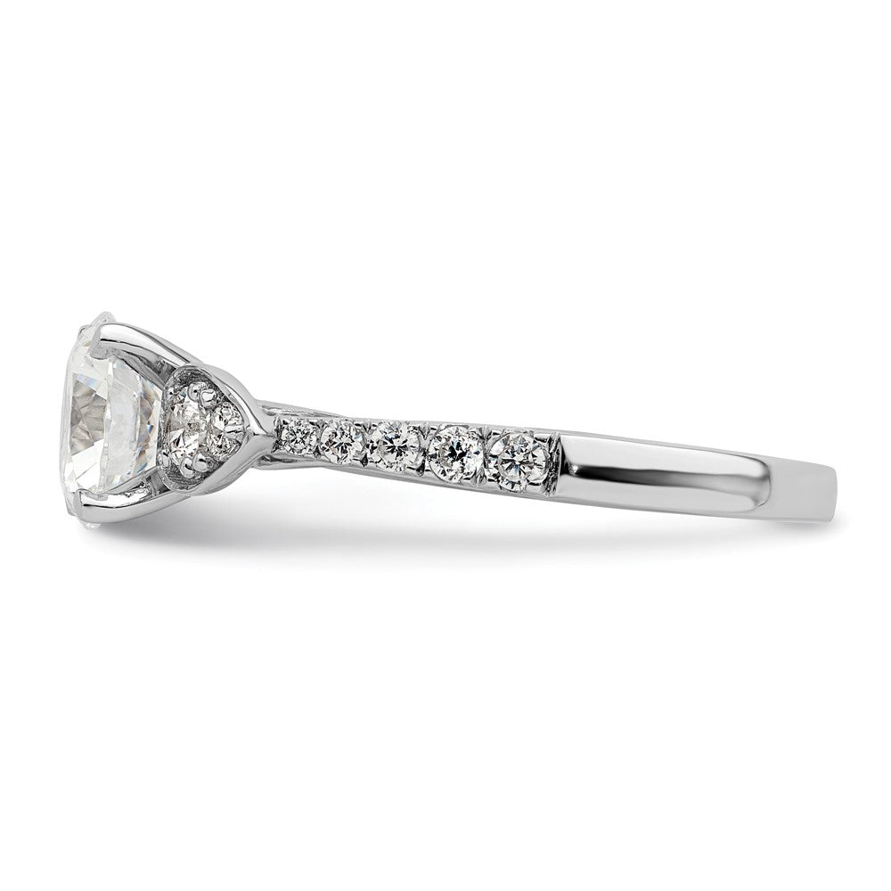 14K White Gold (Holds 1.25 Carat (7.00mm) Round Center) 3/8 Diamond Semi Mount Engagement Ring
