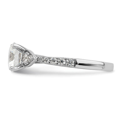14K White Gold (Holds 1.25 Carat (7.00mm) Round Center) 3/8 Diamond Semi Mount Engagement Ring
