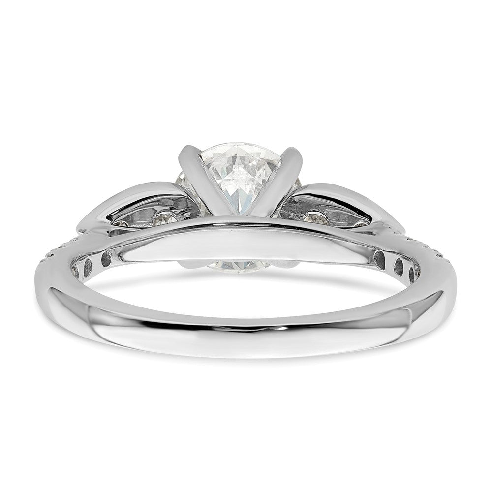 14K White Gold (Holds 1.25 Carat (7.00mm) Round Center) 3/8 Diamond Semi Mount Engagement Ring