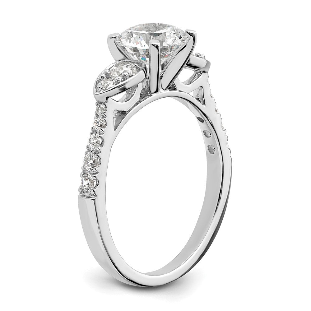 14K White Gold (Holds 1.25 Carat (7.00mm) Round Center) 3/8 Diamond Semi Mount Engagement Ring