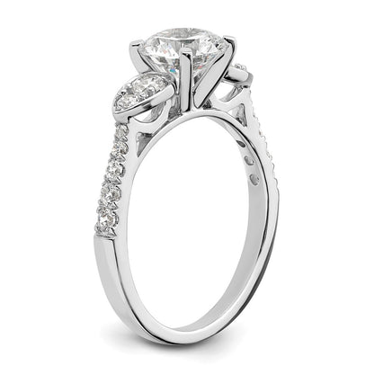 14K White Gold (Holds 1.25 Carat (7.00mm) Round Center) 3/8 Diamond Semi Mount Engagement Ring
