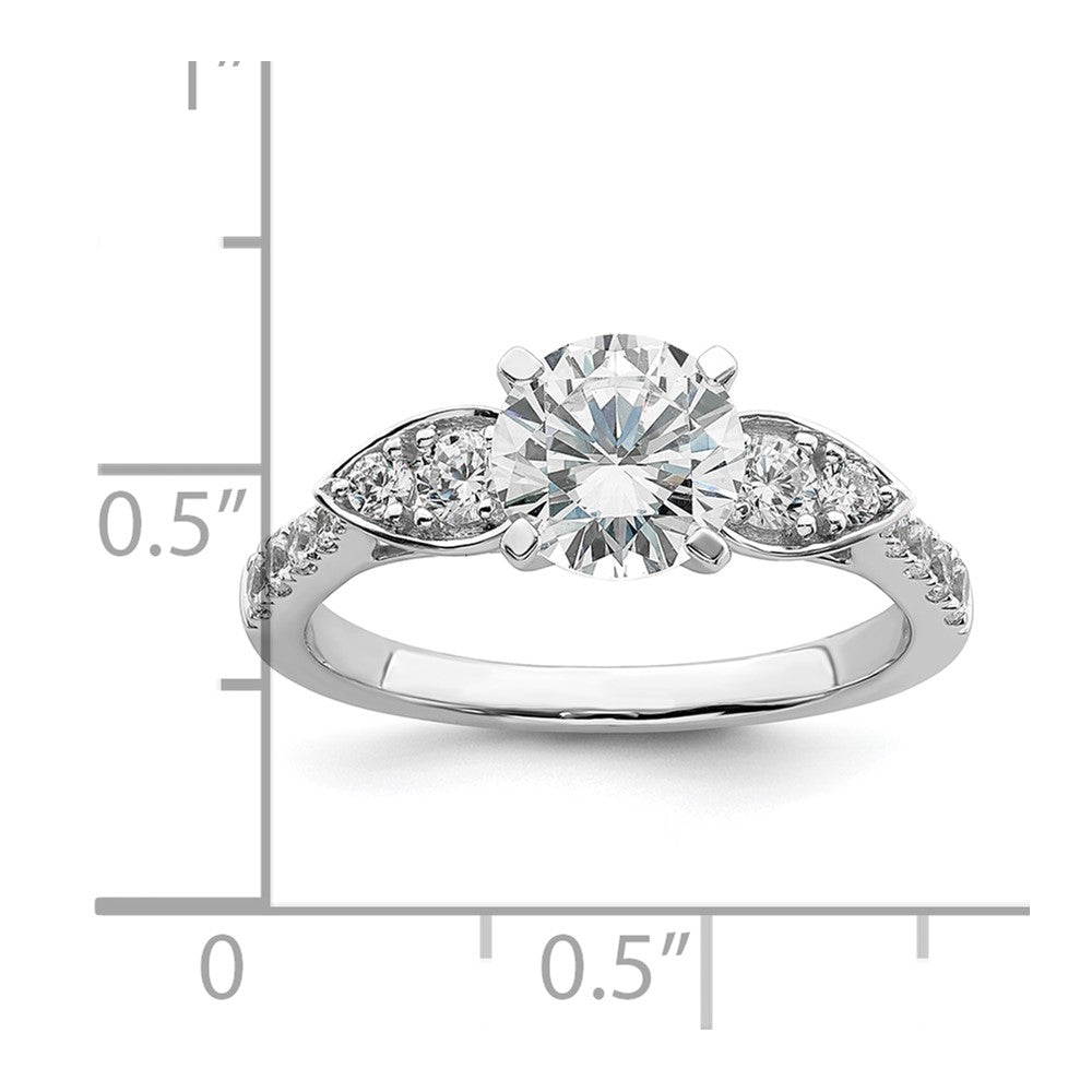14K White Gold (Holds 1.25 Carat (7.00mm) Round Center) 3/8 Diamond Semi Mount Engagement Ring