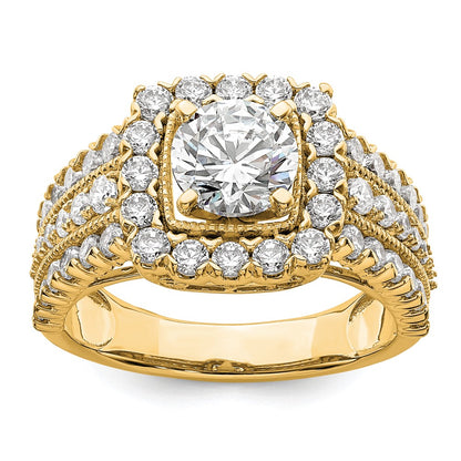 14k Yellow Gold 1 1/3 Ct. Lab Grown Diamond VS/SI+ G+ 1 Ct. Center Round Engagement Ring