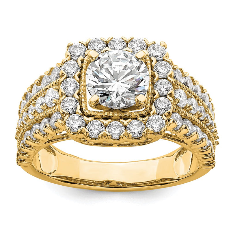 14k Yellow Gold 1 1/3 Ct. Lab Grown Diamond VS/SI+ G+ 1 Ct. Center Round Engagement Ring