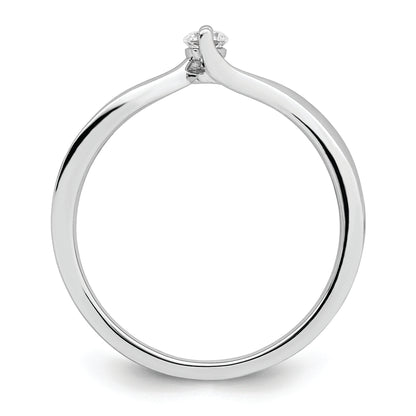 14K White Gold First Promise Bypass 1/10 Carat Round Diamond Complete Promise/Engagement Ring