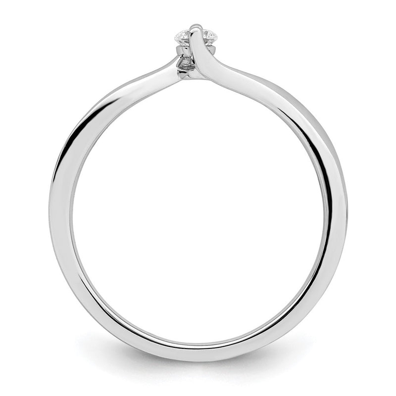 14K White Gold First Promise Bypass 1/10 Carat Round Diamond Complete Promise/Engagement Ring