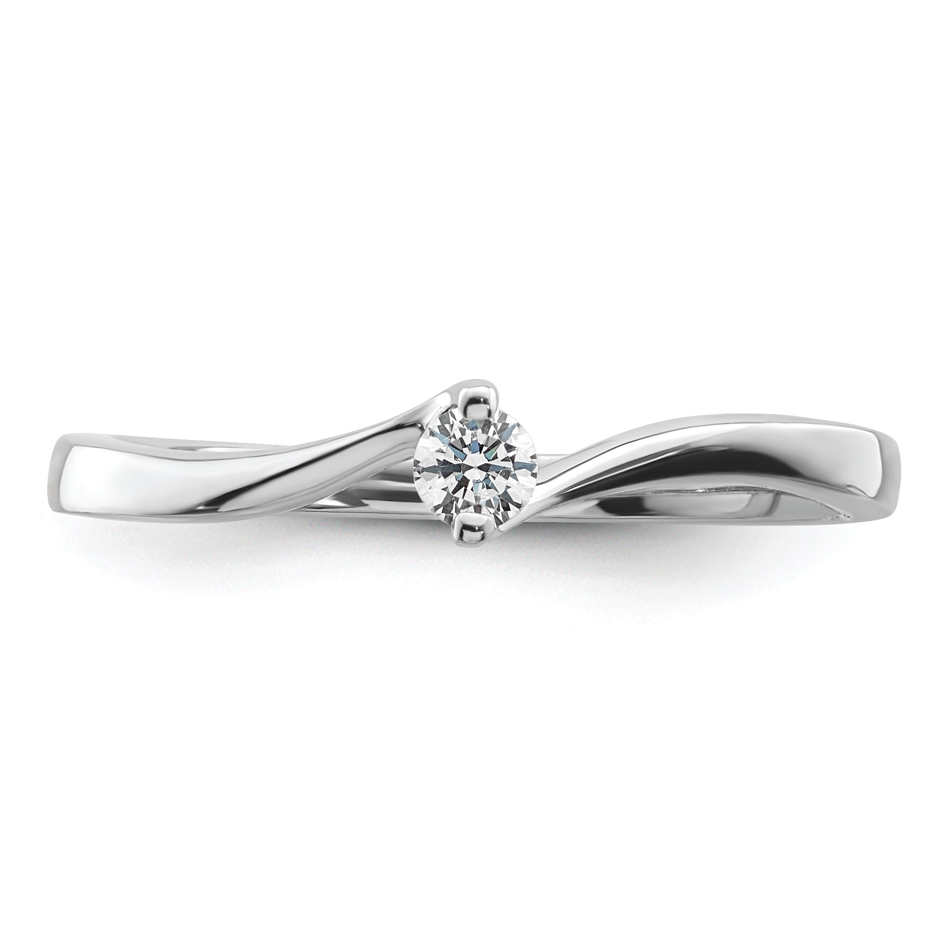 14K White Gold First Promise Bypass 1/10 Carat Round Diamond Complete Promise/Engagement Ring