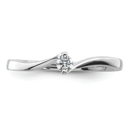 14K White Gold First Promise Bypass 1/10 Carat Round Diamond Complete Promise/Engagement Ring