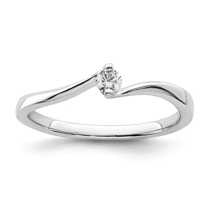 14K White Gold First Promise Bypass 1/10 Carat Round Diamond Complete Promise/Engagement Ring
