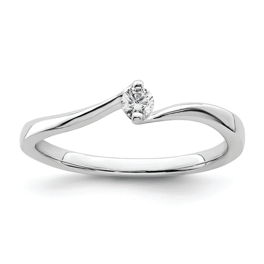 14K White Gold First Promise Bypass 1/10 Carat Round Diamond Complete Promise/Engagement Ring