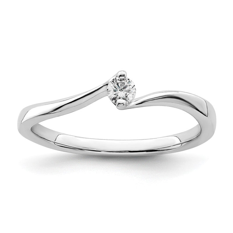 14K White Gold First Promise Bypass 1/10 Carat Round Diamond Complete Promise/Engagement Ring