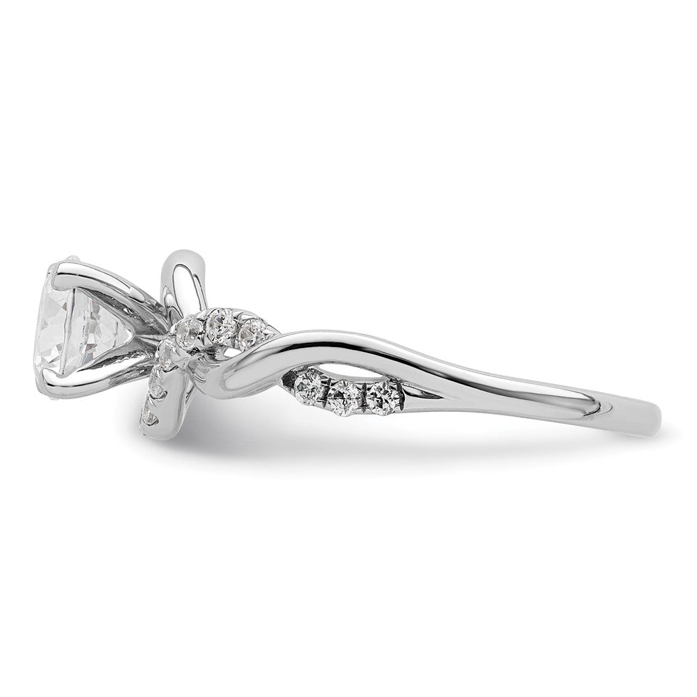 14K White Gold Twist (Holds 5/8 Carat (5.8mm) Round Center) 1/4 Diamond Semi Mount Engagement Ring