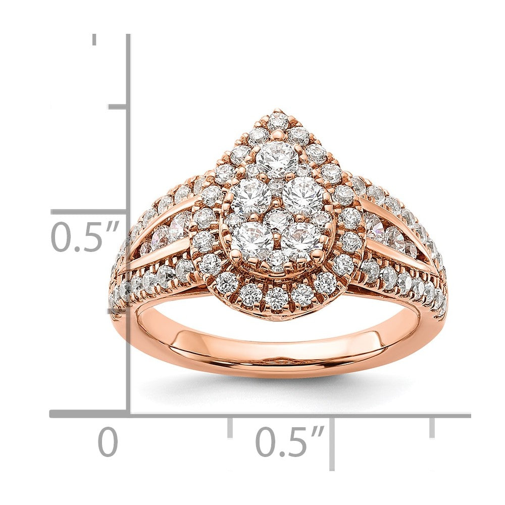 14k Rose Gold 1 1/4 Ct. Lab Grown Diamond VS/SI+ G+ Cluster Engagement Ring