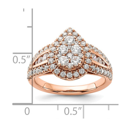 14k Rose Gold 1 1/4 Ct. Lab Grown Diamond VS/SI+ G+ Cluster Engagement Ring