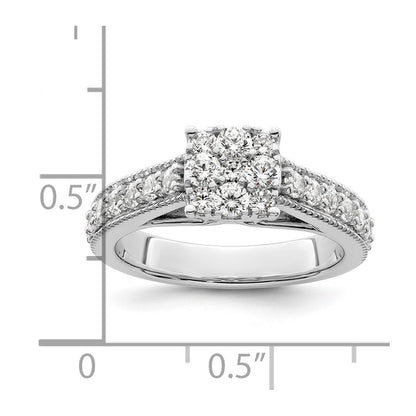 14k White Gold 1 Ct. Lab Grown Diamond VS/SI+ G+ Cluster Engagement Ring