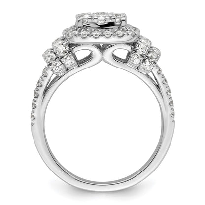 14k White Gold 1 1/2 Ct. Lab Grown Diamond VS/SI+ G+ Complete Cluster Engagement Ring