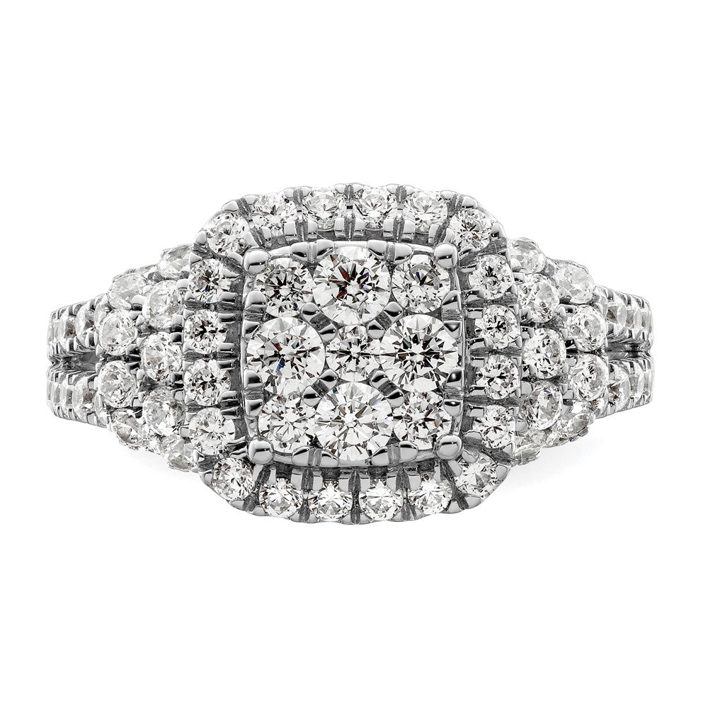 14k White Gold 1 1/2 Ct. Lab Grown Diamond VS/SI+ G+ Complete Cluster Engagement Ring