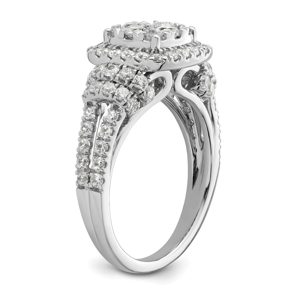 14k White Gold 1 1/2 Ct. Lab Grown Diamond VS/SI+ G+ Complete Cluster Engagement Ring