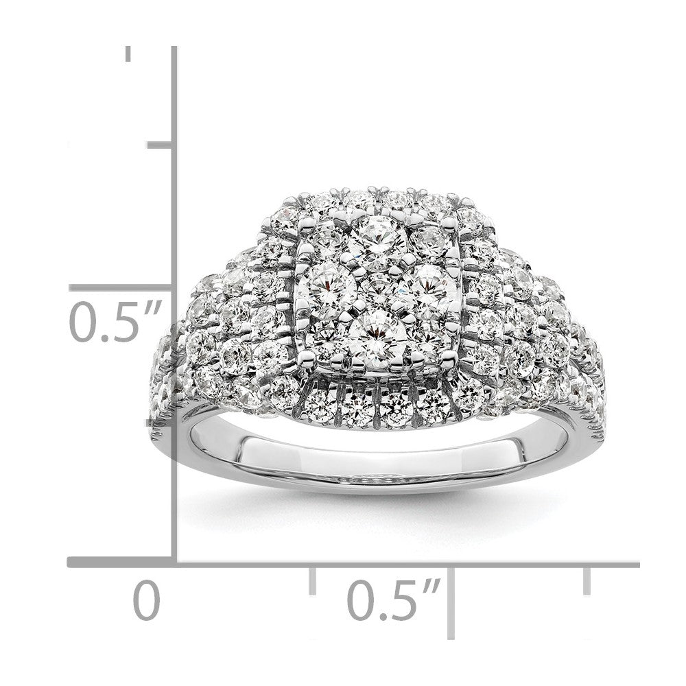 14k White Gold 1 1/2 Ct. Lab Grown Diamond VS/SI+ G+ Complete Cluster Engagement Ring