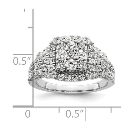 14k White Gold 1 1/2 Ct. Lab Grown Diamond VS/SI+ G+ Complete Cluster Engagement Ring