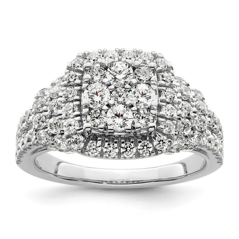 14k White Gold 1 1/2 Ct. Lab Grown Diamond VS/SI+ G+ Complete Cluster Engagement Ring