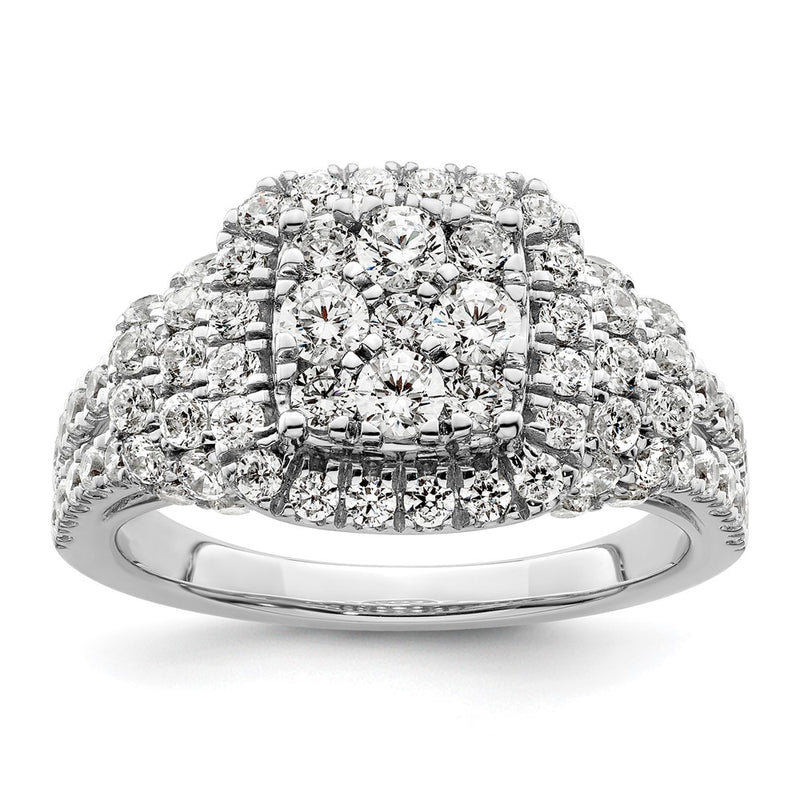 14k White Gold 1 1/2 Ct. Lab Grown Diamond VS/SI+ G+ Complete Cluster Engagement Ring