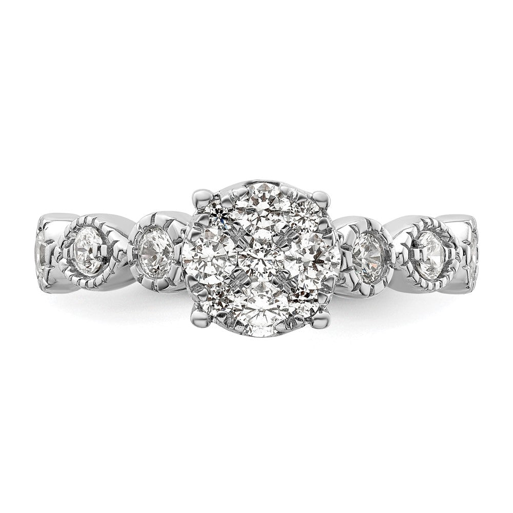14k White Gold 3/4 Ct. Lab Grown Diamond VS/SI+ G+ Complete Cluster Engagement Ring