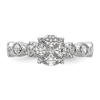 14k White Gold 3/4 Ct. Lab Grown Diamond VS/SI+ G+ Complete Cluster Engagement Ring
