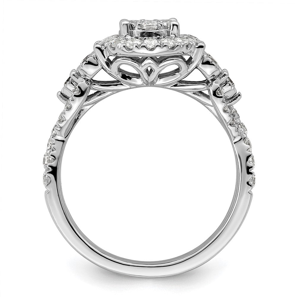 14k White Gold 1 Ct. Lab Grown Diamond VS/SI+ G+ Complete Cluster Engagement Ring