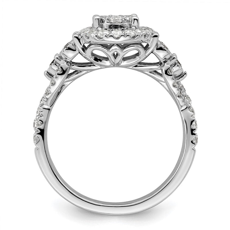 14k White Gold 1 Ct. Lab Grown Diamond VS/SI+ G+ Complete Cluster Engagement Ring