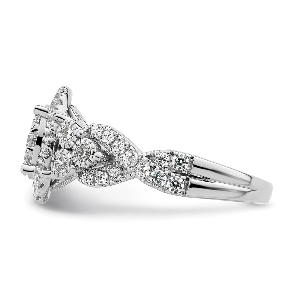 14k White Gold 1 Ct. Lab Grown Diamond VS/SI+ G+ Complete Cluster Engagement Ring