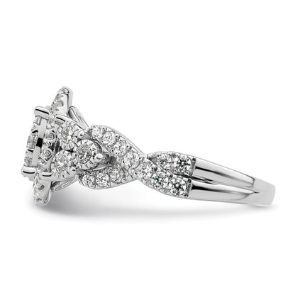 14k White Gold 1 Ct. Lab Grown Diamond VS/SI+ G+ Complete Cluster Engagement Ring