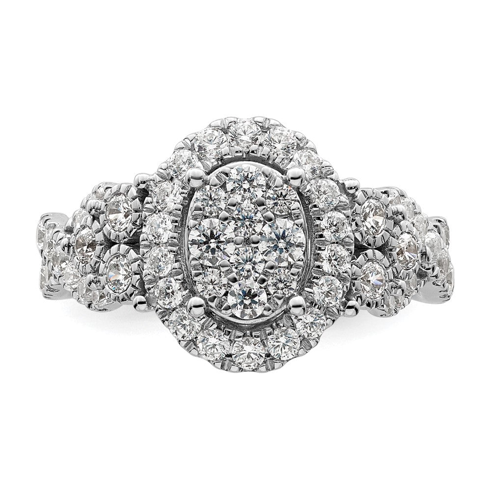 14k White Gold 1 Ct. Lab Grown Diamond VS/SI+ G+ Complete Cluster Engagement Ring