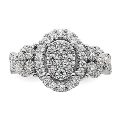 14k White Gold 1 Ct. Lab Grown Diamond VS/SI+ G+ Complete Cluster Engagement Ring