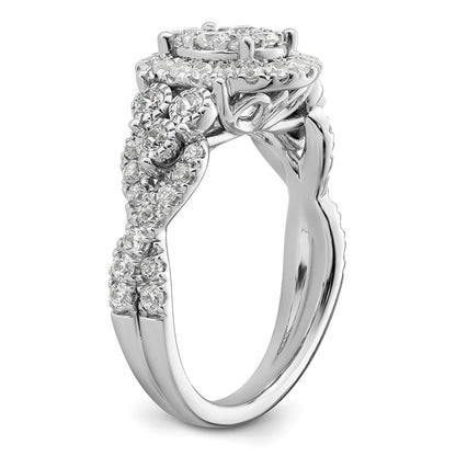 14k White Gold 1 Ct. Lab Grown Diamond VS/SI+ G+ Complete Cluster Engagement Ring