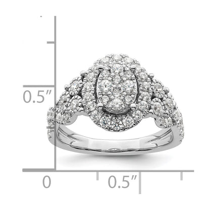 14k White Gold 1 Ct. Lab Grown Diamond VS/SI+ G+ Complete Cluster Engagement Ring
