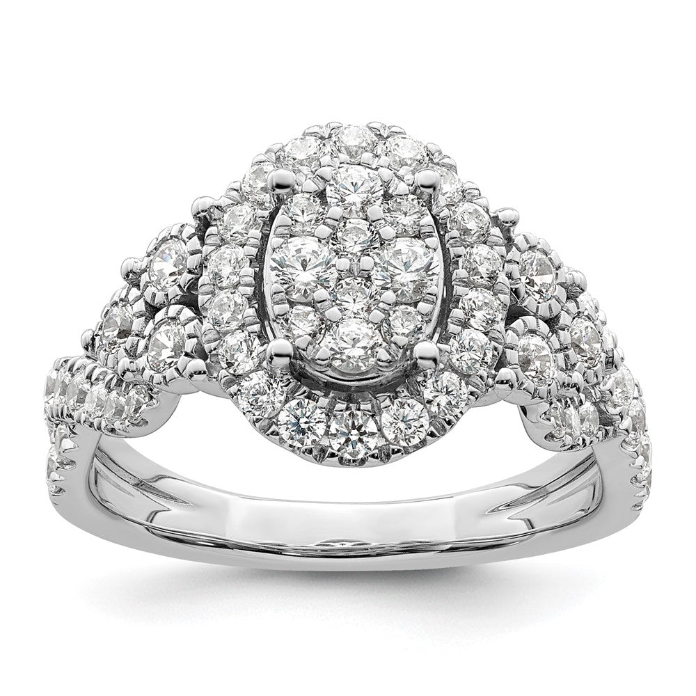 14k White Gold 1 Ct. Lab Grown Diamond VS/SI+ G+ Complete Cluster Engagement Ring