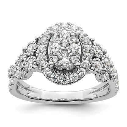 14k White Gold 1 Ct. Lab Grown Diamond VS/SI+ G+ Complete Cluster Engagement Ring