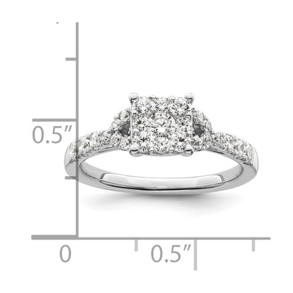 14k White Gold 3/4 Ct. Lab Grown Diamond VS/SI+ G+ Cluster Engagement Ring
