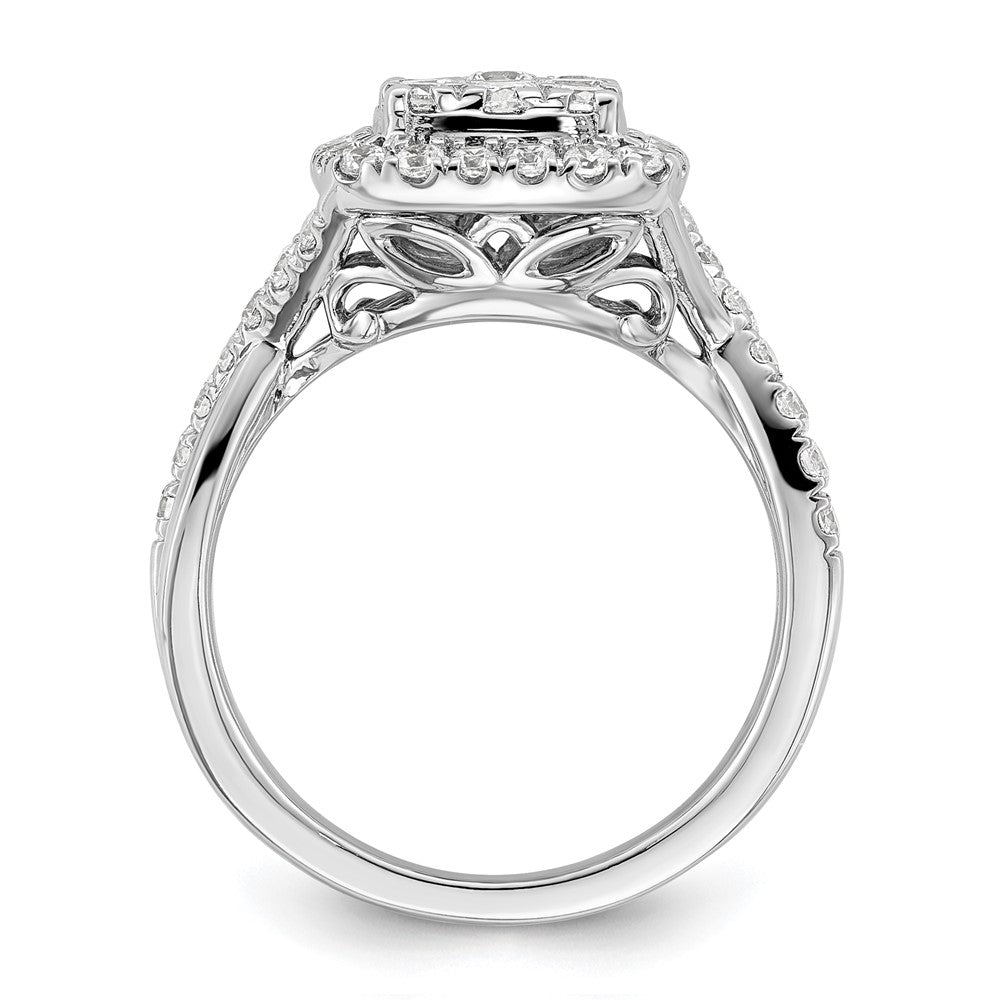 14k White Gold 1 Ct. Lab Grown Diamond VS/SI+ G+ Complete Cluster Engagement Ring