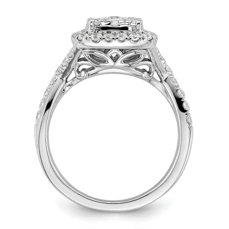 14k White Gold 1 Ct. Lab Grown Diamond VS/SI+ G+ Complete Cluster Engagement Ring