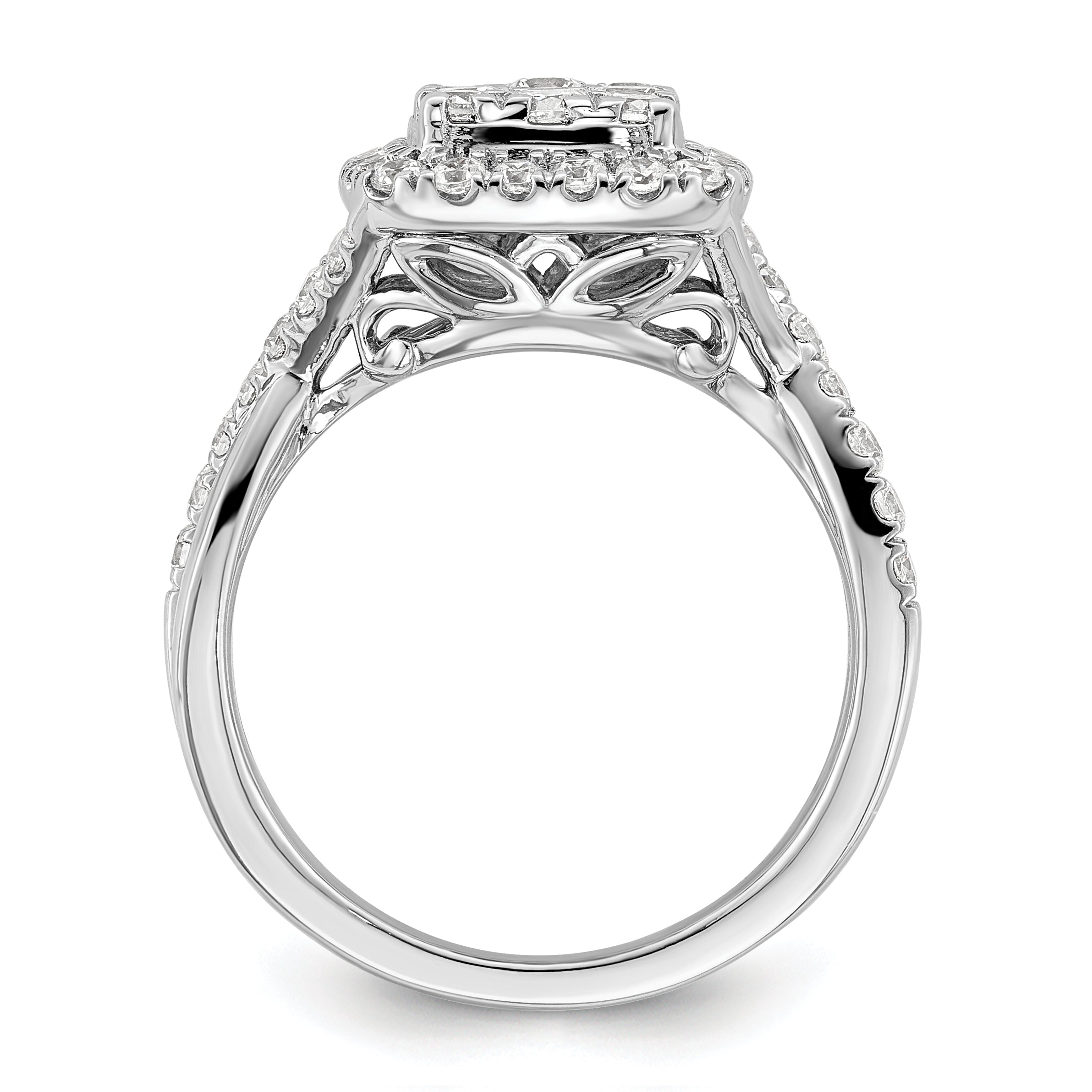 14k White Gold 1 Ct. Lab Grown Diamond VS/SI+ G+ Cluster Engagement Ring