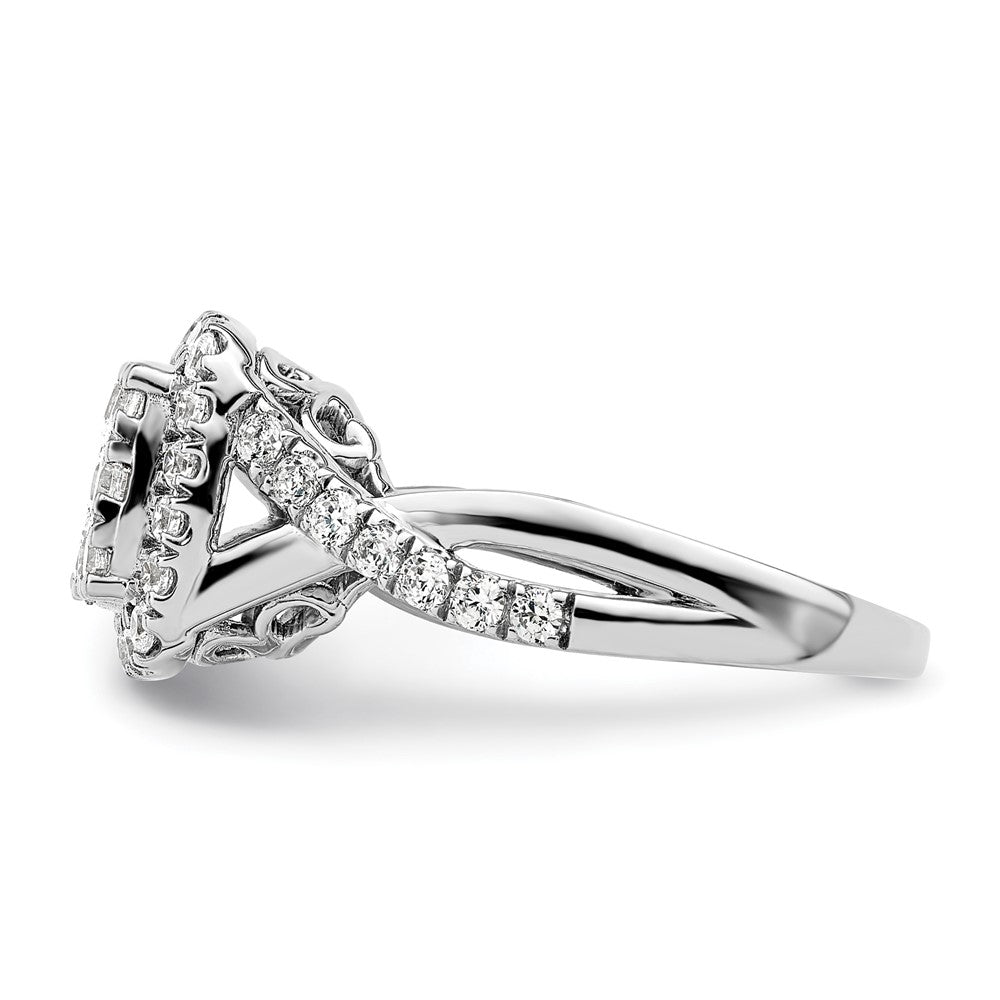 14k White Gold 1 Ct. Lab Grown Diamond VS/SI+ G+ Complete Cluster Engagement Ring