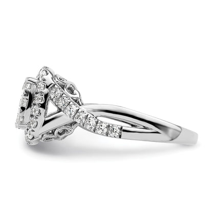 14k White Gold 1 Ct. Lab Grown Diamond VS/SI+ G+ Complete Cluster Engagement Ring