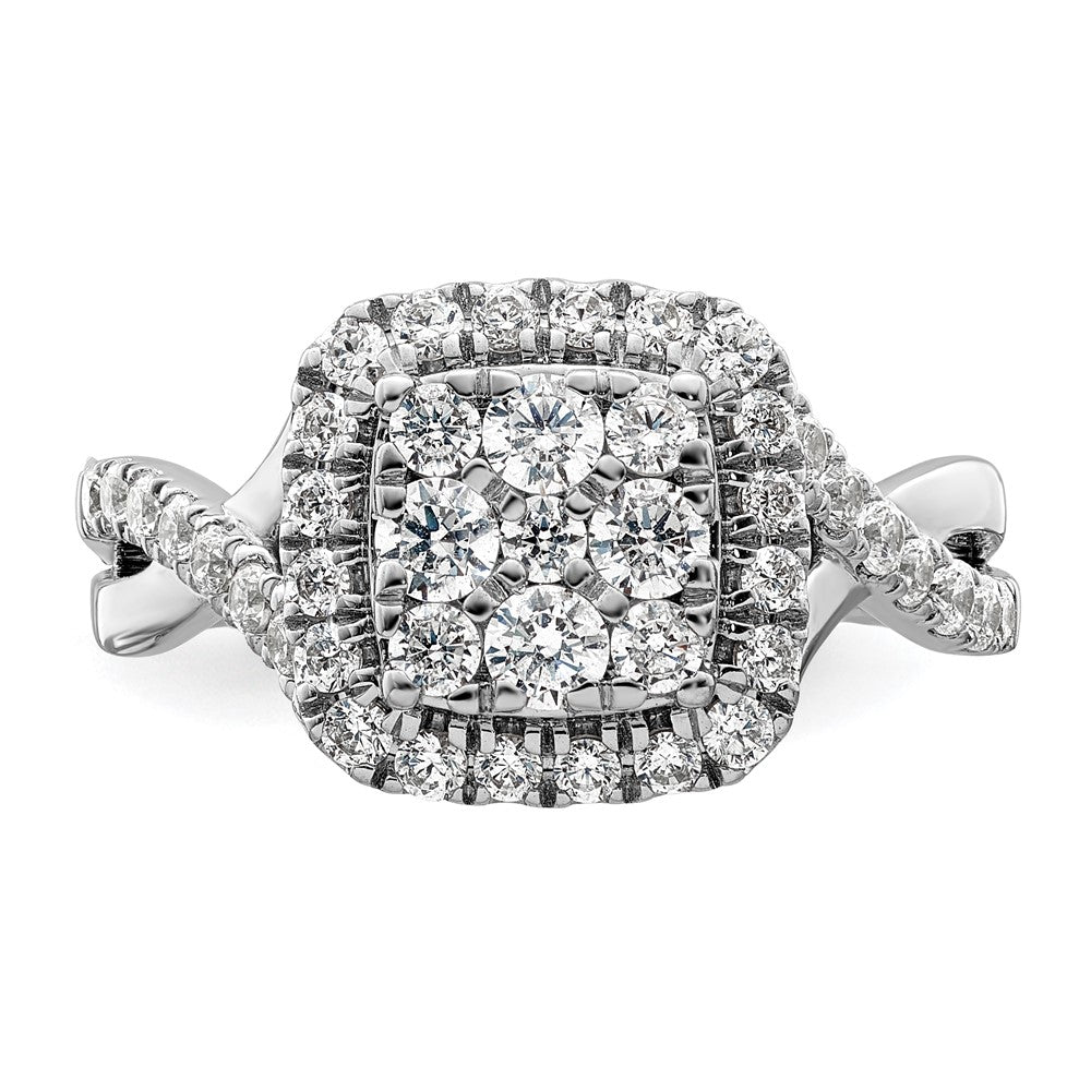 14k White Gold 1 Ct. Lab Grown Diamond VS/SI+ G+ Complete Cluster Engagement Ring