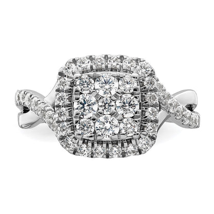 14k White Gold 1 Ct. Lab Grown Diamond VS/SI+ G+ Complete Cluster Engagement Ring
