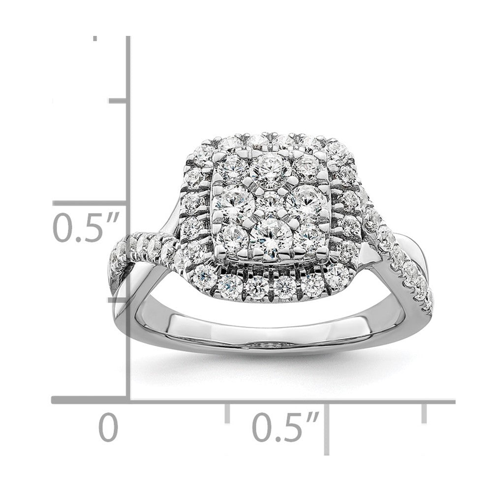 14k White Gold 1 Ct. Lab Grown Diamond VS/SI+ G+ Complete Cluster Engagement Ring