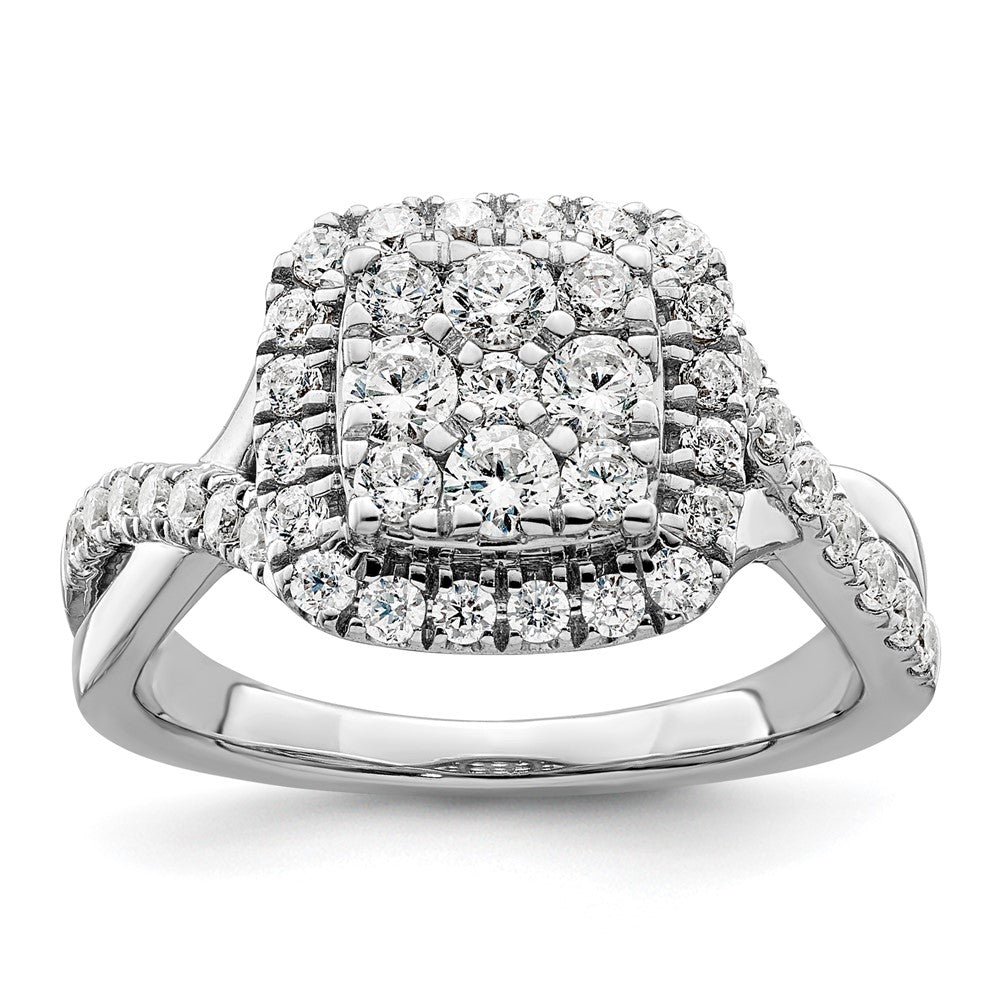 14k White Gold 1 Ct. Lab Grown Diamond VS/SI+ G+ Complete Cluster Engagement Ring